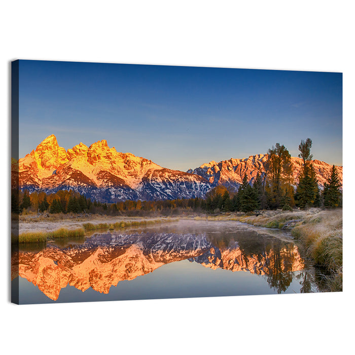 Grand Teton Sunrise Reflection Wall Art as a canvas print