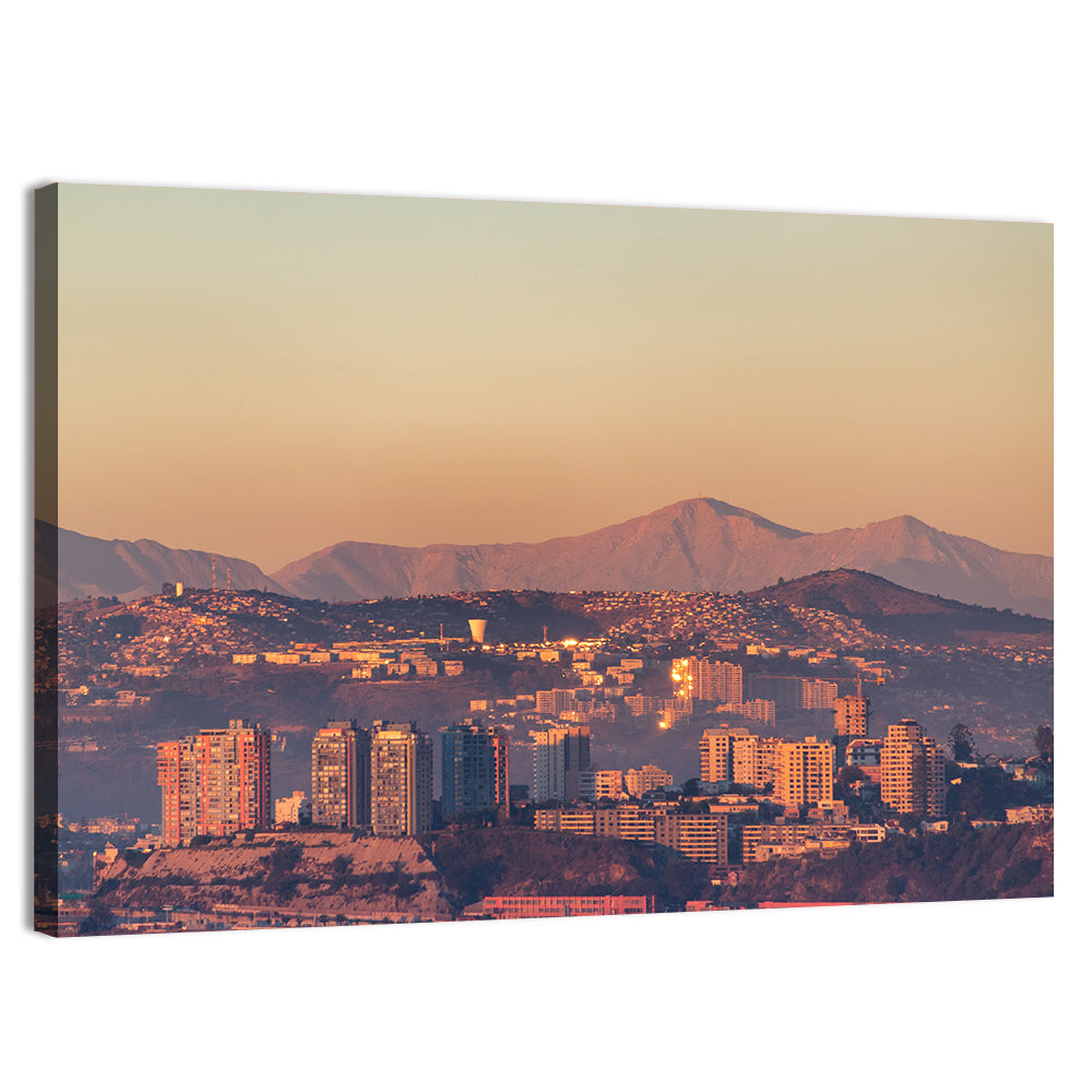 Valparaiso Hills at Golden Hour Wall Art, canvas print, landscape