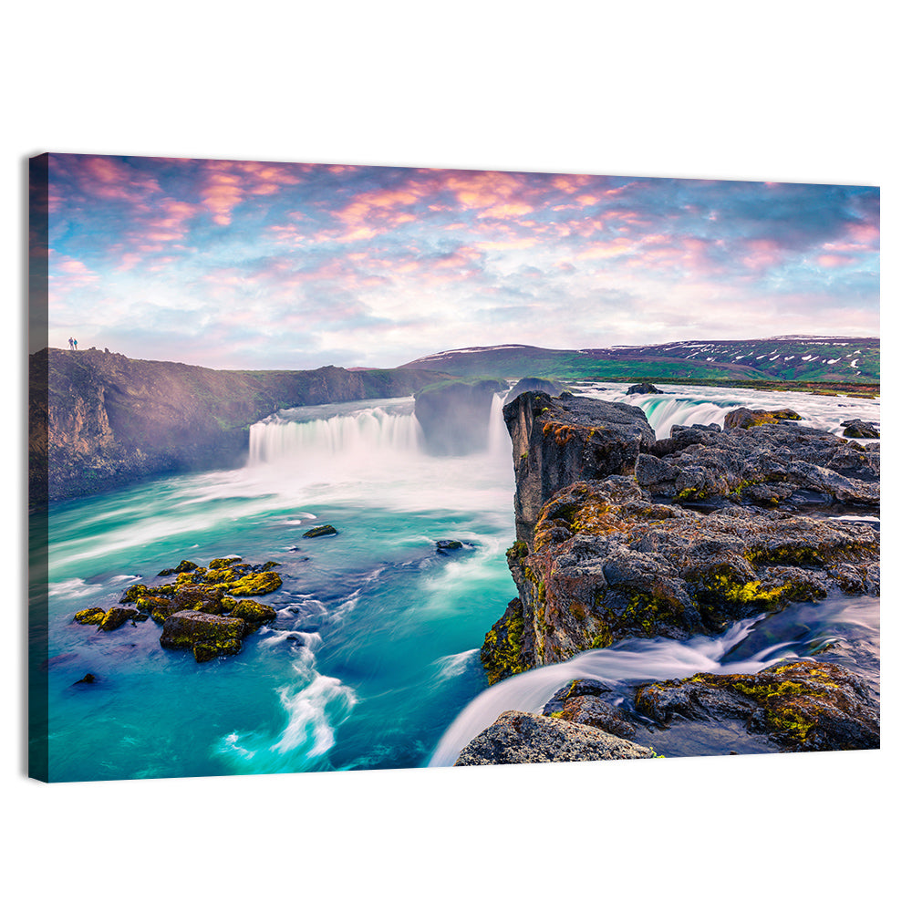 Goðafoss Waterfall at Dusk Wall Art, canvas print, landscape