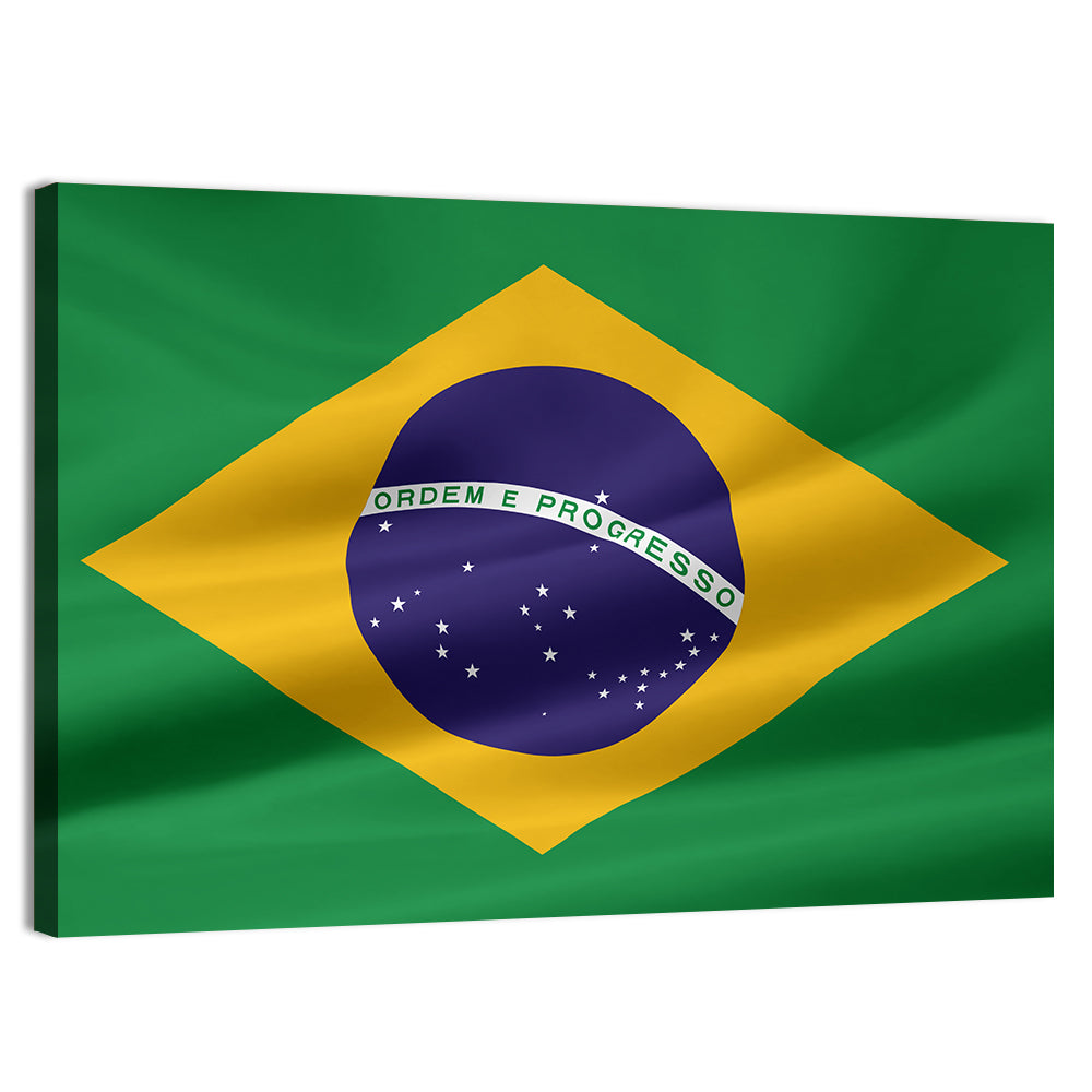 Brazil Flag with Ordem E Progresso Wall Art