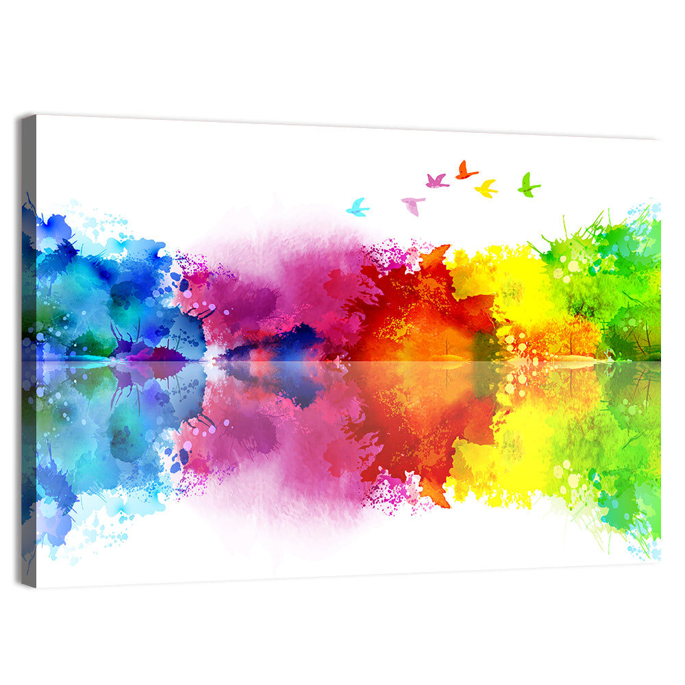 Mirrored Flock of Birds Watercolor Wall Art