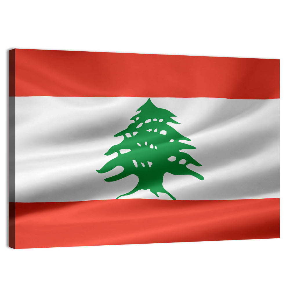 Lebanon Flag with Cedar Emblem Wall Art, canvas print, landscape