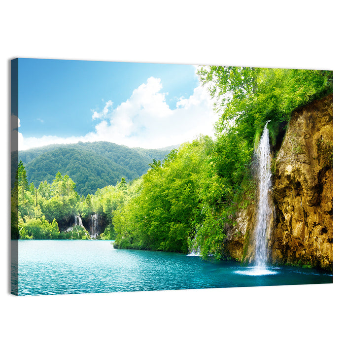 Plitvice Lakes Waterfall Wall Art as a canvas print