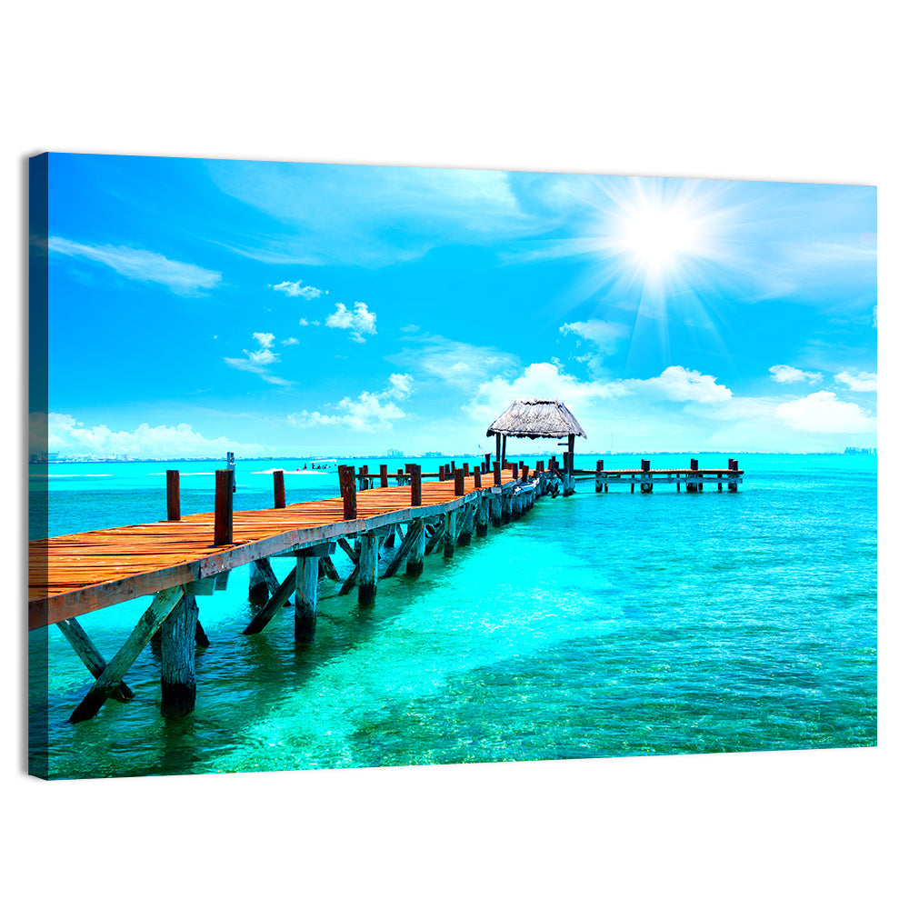 Wooden Jetty Near Cancun Wall Art