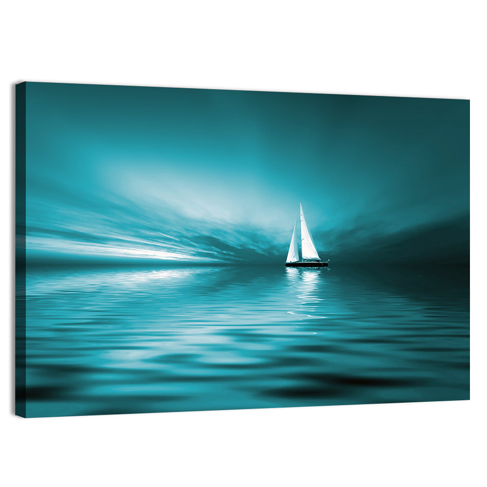 Sunset Sailboat Silhouette Wall Art, canvas print, landscape