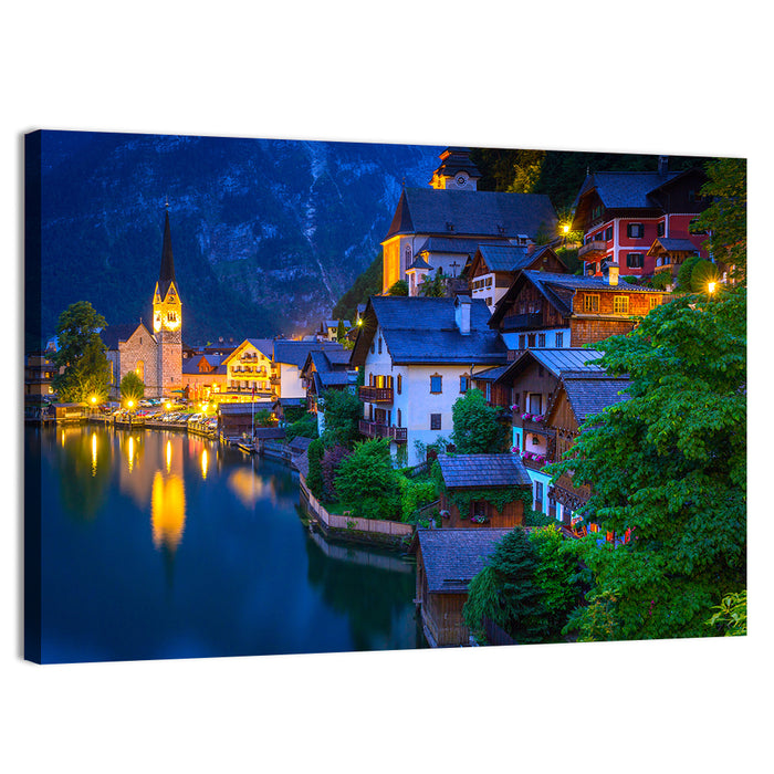 Hallstatt Lakeside at Dusk Wall Art as a canvas print