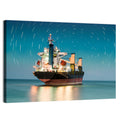 Cargo Ship Under Star Trail Sky Wall Art