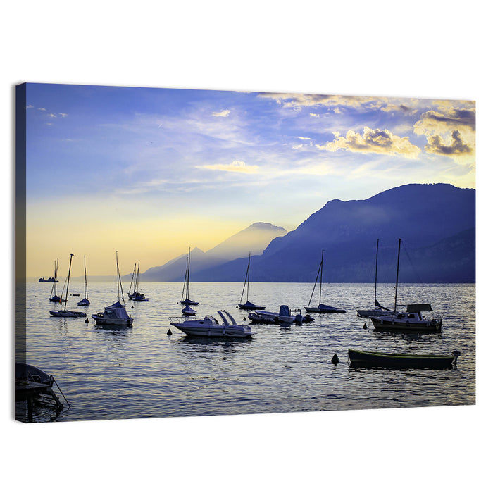 Lake Garda Harbor Sunset Wall Art as a canvas print