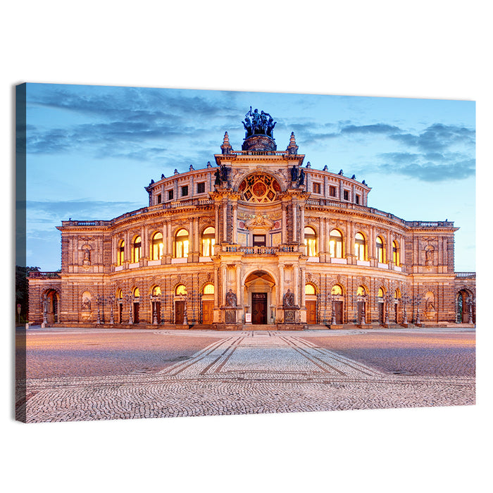 Semperoper Dresden at Twilight Wall Art as a canvas print