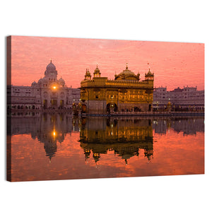 Sunset At Golden Temple In Amritsar Wall Art