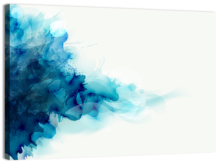 Blue Watercolor Ink Blot Wall Art as a canvas print