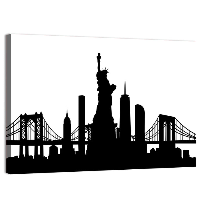 New York City Skyline Silhouette Wall Art as a canvas print