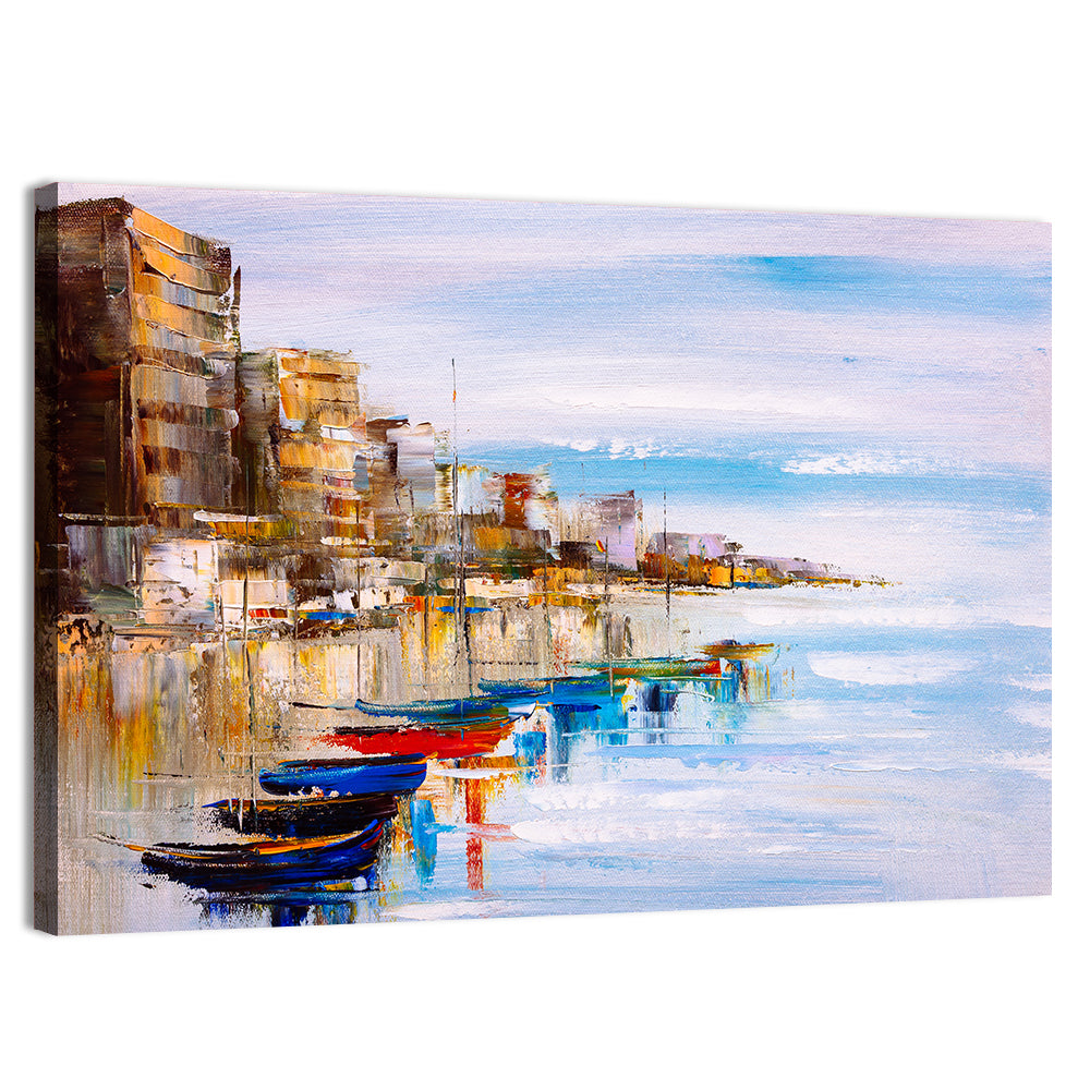 Harbor Oil Painting Wall Art, canvas print, landscape