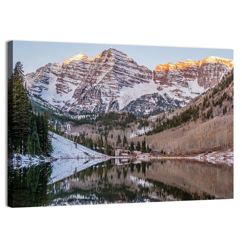 Maroon Bells Reflected on Maroon Lake Wall Art, canvas print, landscape