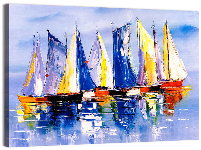 Scenic Sailboats at Sea Wall Art as a canvas print
