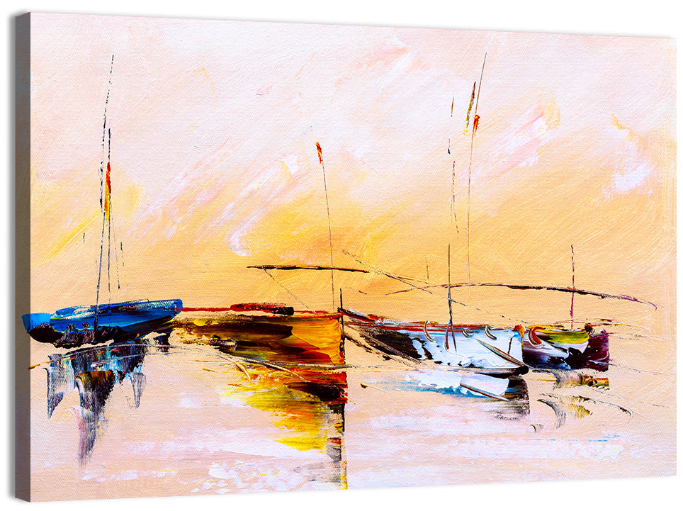 Harbor Boat Reflections Wall Art, canvas print, landscape