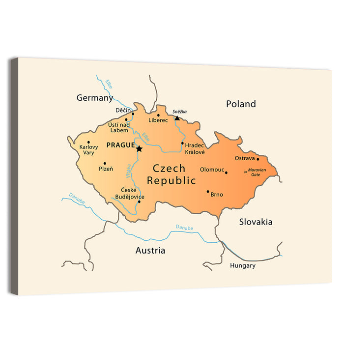 Minimalist Czech Republic Map Wall Art as a canvas print
