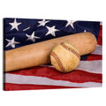 Baseball and Bat on American Flag Wall Art
