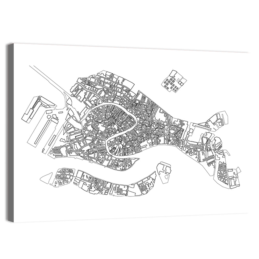 Venice Canal Map Wall Art, canvas print, landscape