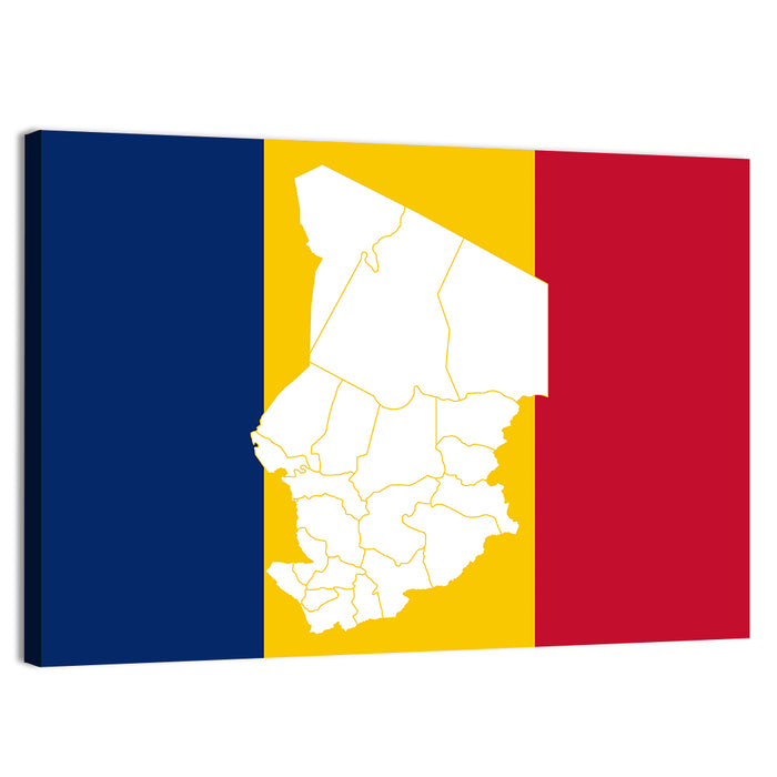 Chad Map with Tricolor Flag Wall Art as a canvas print