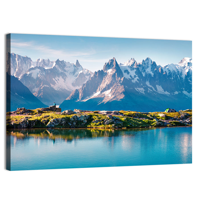 Snowcapped Mountain Lake Wall Art as a canvas print
