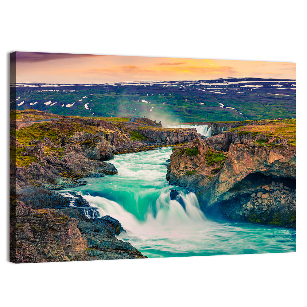 Godafoss Sunset Cascade Wall Art