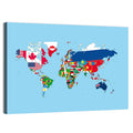 World Map with Flag Motifs Wall Art