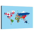 World Map with Flag Motifs Wall Art