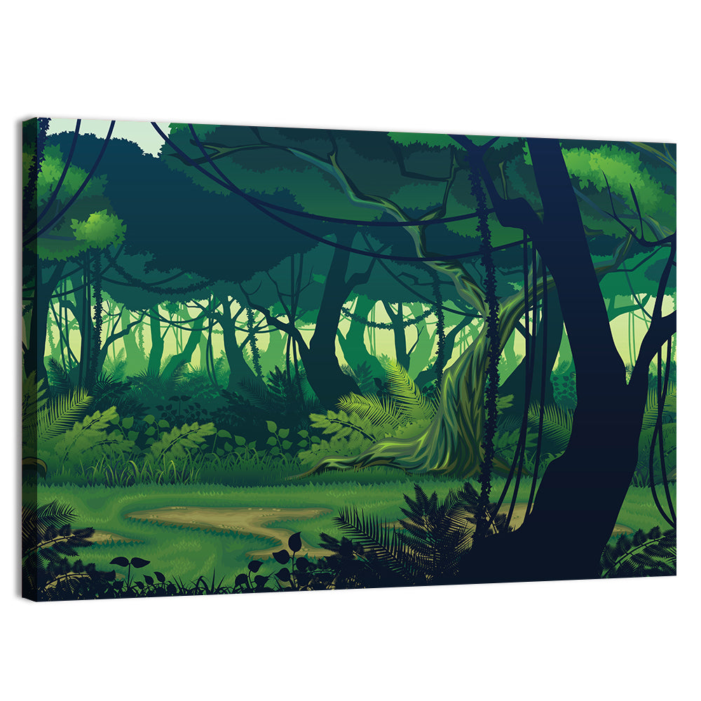 Seamless Jungle Forest Wall Art, canvas print, landscape