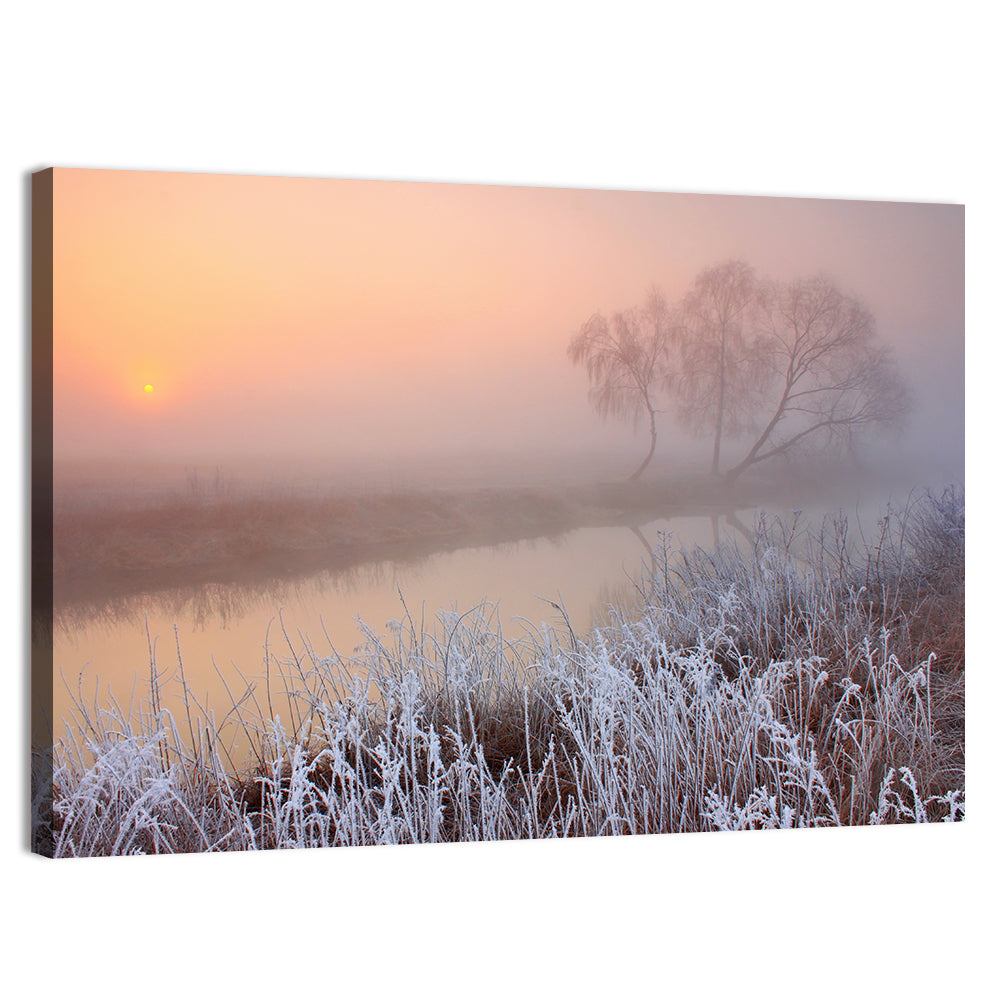 Misty Morning On River Wall Art