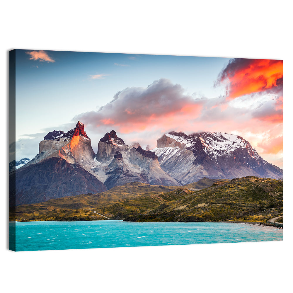 Torres Del Paine Sunset Wall Art, canvas print, landscape