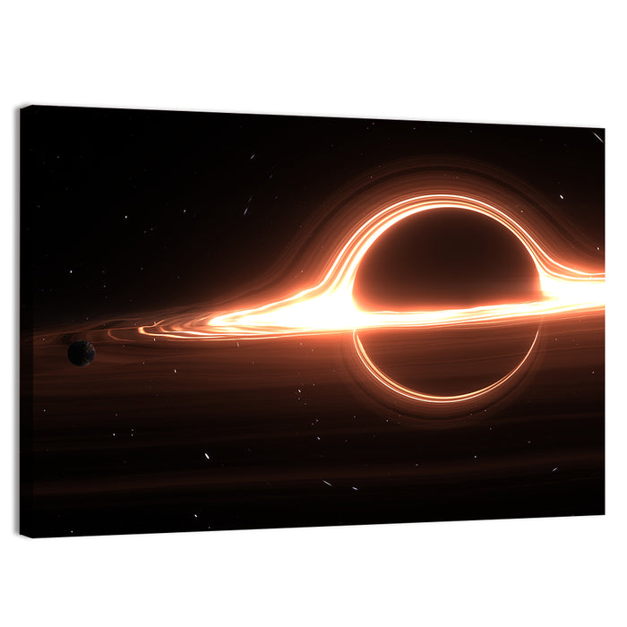 Planet Orbiting a Giant Black Hole Wall Art as a canvas print