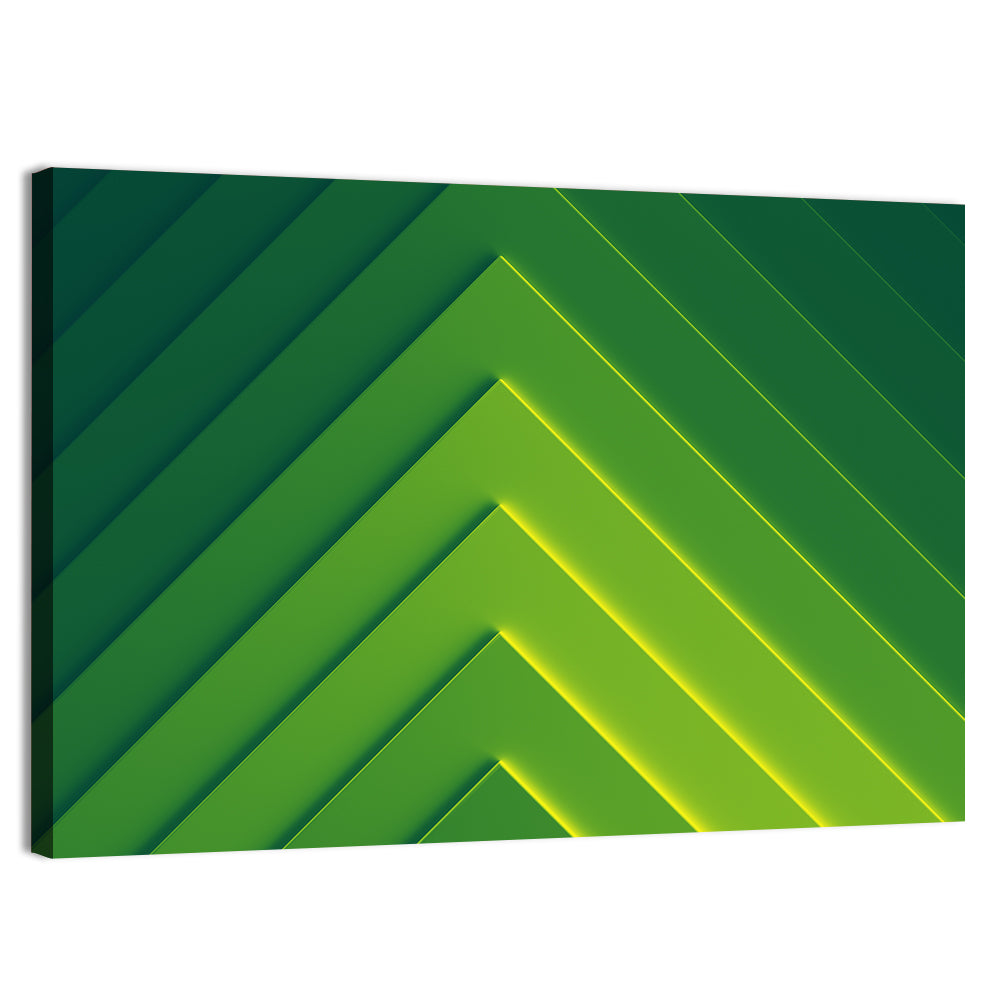 Green Chevron Geometric Abstract Wall Art