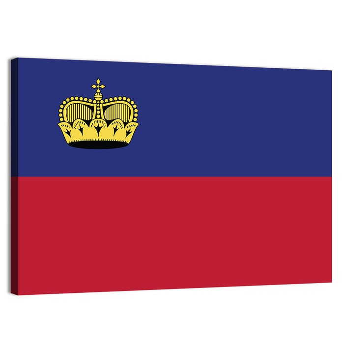 Liechtenstein Flag with Gold Crown Wall Art as a canvas print