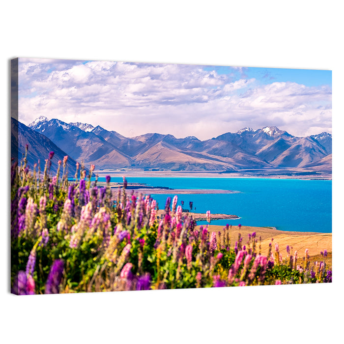 Lake Tekapo Lupine Meadow Wall Art as a canvas print