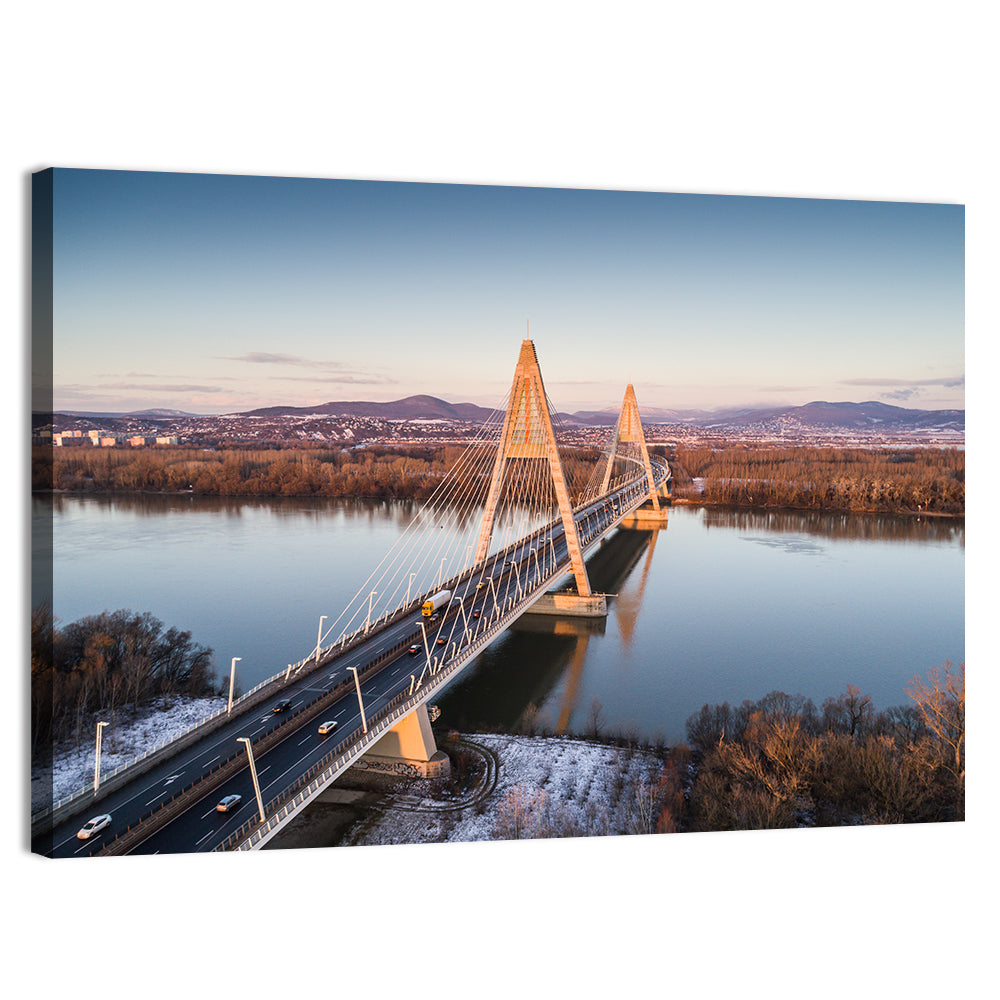 Megyeri Bridge Over the Danube Wall Art, canvas print, landscape