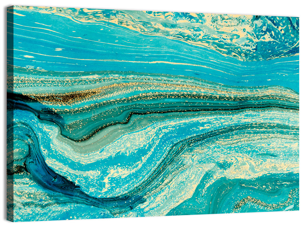 Teal Marble Waves Wall Art
