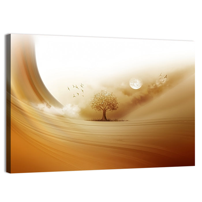 Moonlit Desert Tree Wall Art as a canvas print