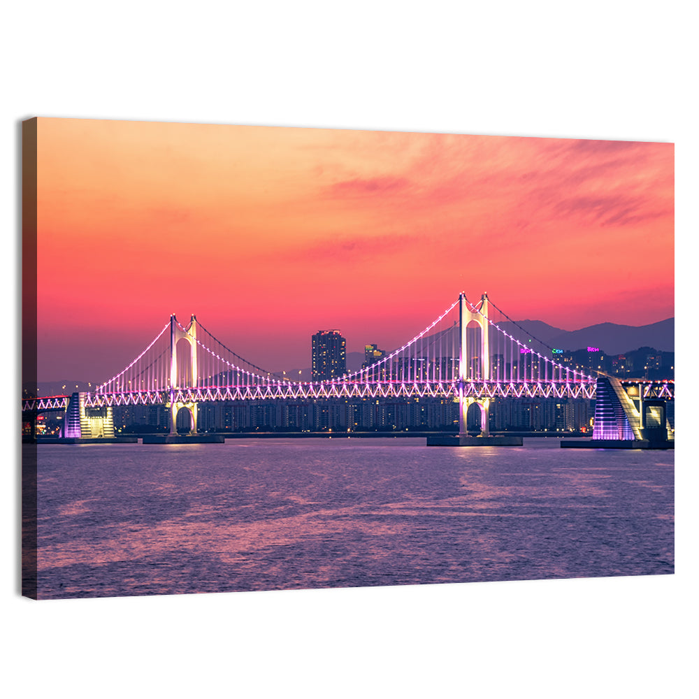 Gwangan Bridge Night Skyline Wall Art, canvas print, landscape