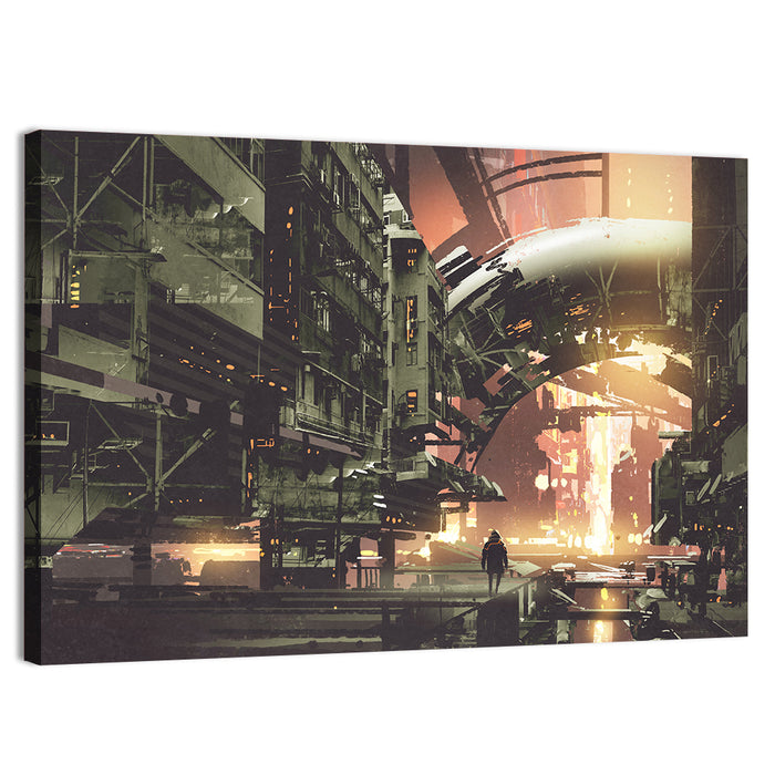 Cyberpunk City Wall Art as a canvas print