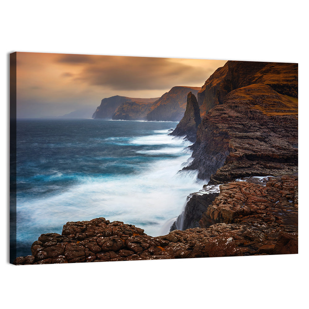 Vagar Island Coastline, Faroe Islands Wall Art, canvas print, landscape
