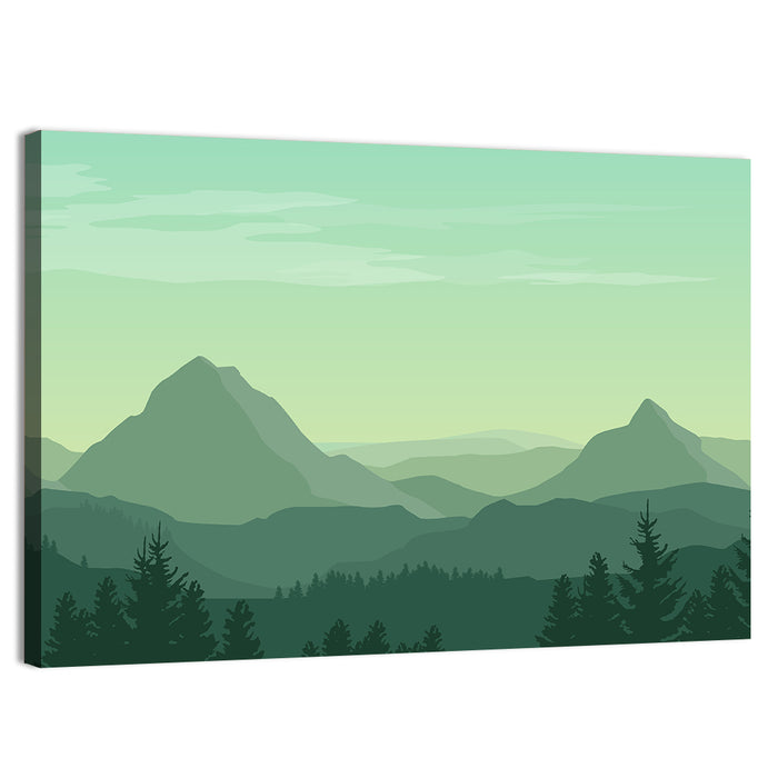 Green Mountain Silhouette Wall Art as a canvas print