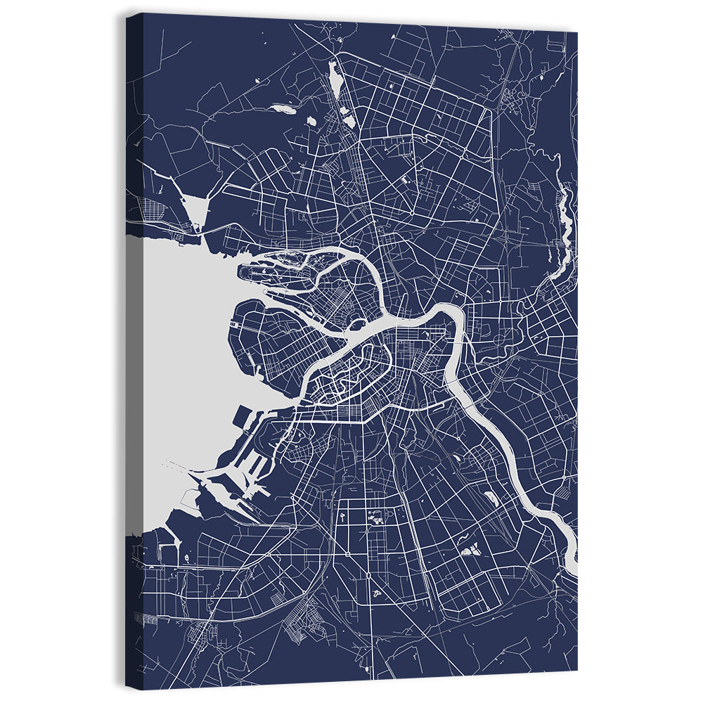 Saint Petersburg Map Wall Art, canvas print, portrait
