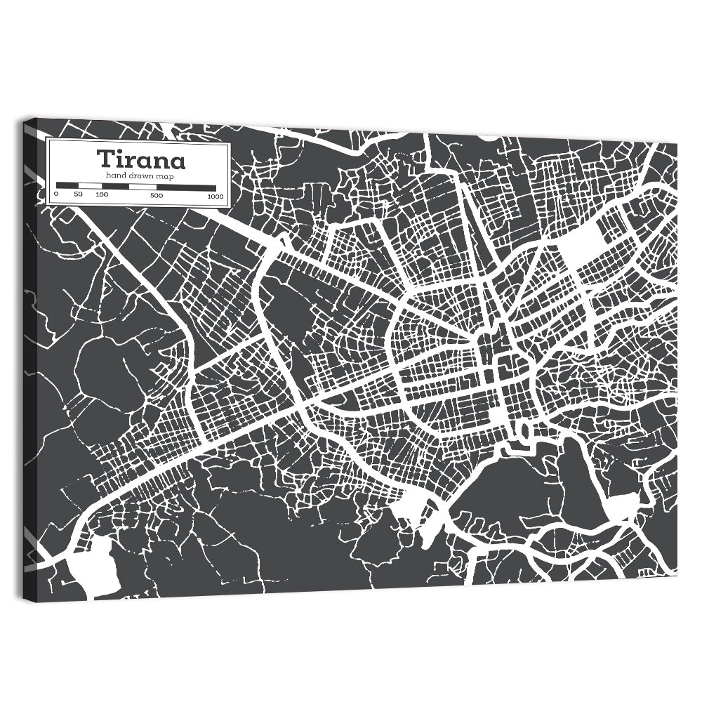 Tirana City Map Wall Art