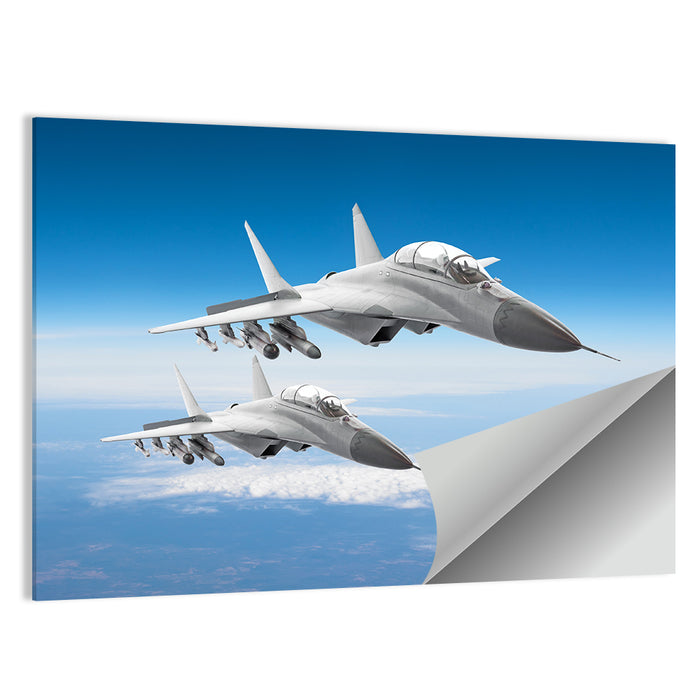Two Fighter Jets in Formation Wall Art as a poster print