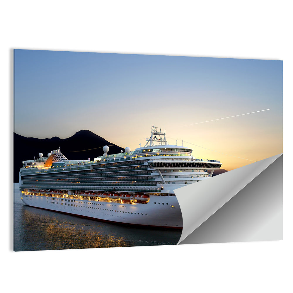 Cruise Ship at Sunset Wall Art
