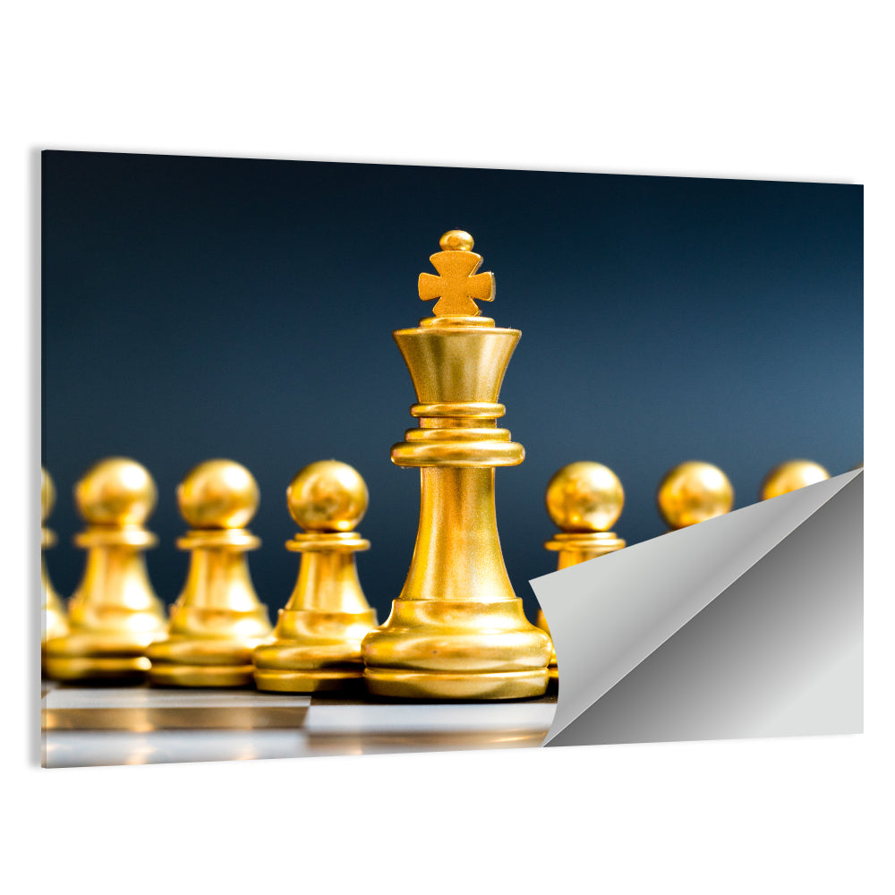 Golden King with Pawns Wall Art