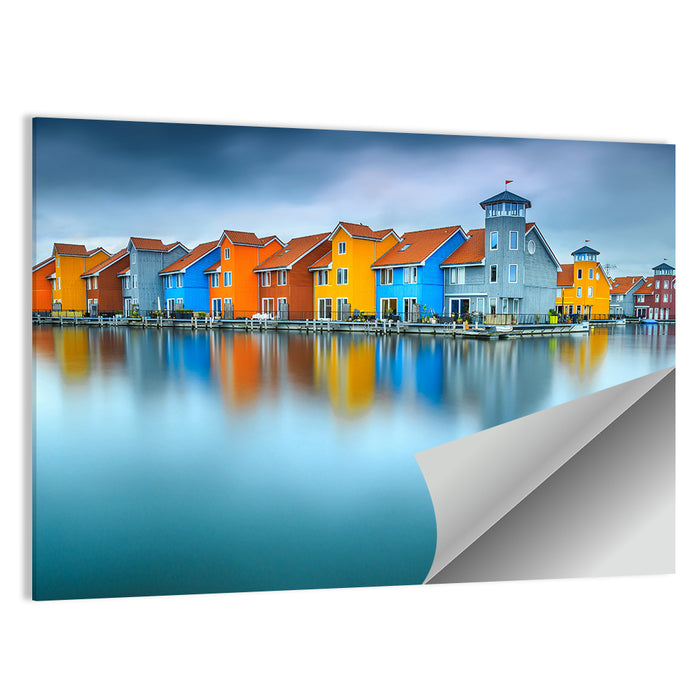 Colorful Waterfront Houses Wall Art as a poster print