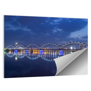 Riga Rail Bridge At Night Wall Art