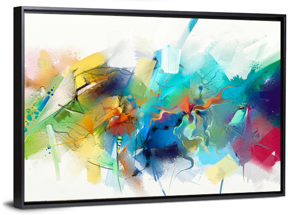 Teal Blue Color Burst Abstract Wall Art